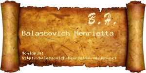 Balassovich Henrietta névjegykártya